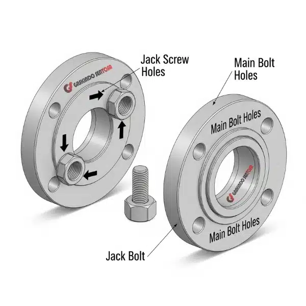jack screw holes, jack bolt, main bolt holes