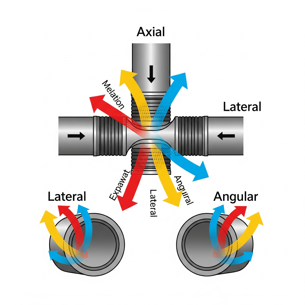 gerakan Aksial, Lateral, dan Angular yang dapat diserap oleh bellow expansion joint