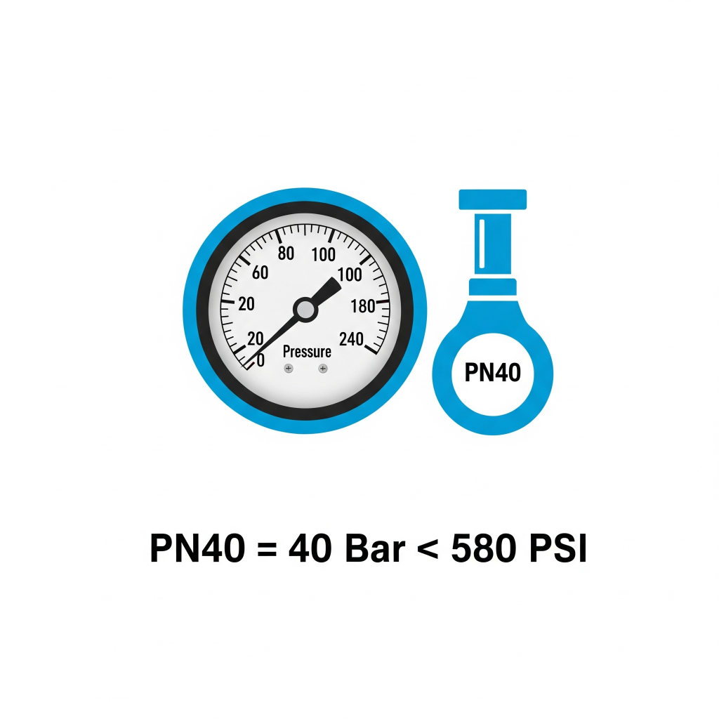 Flange PN40 = 40 Bar ≈ 580 PSI