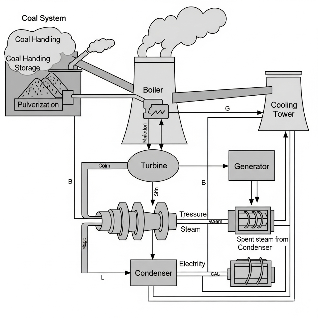 diagram alir dari tata letak boiler PLTU Pembangkit Energi