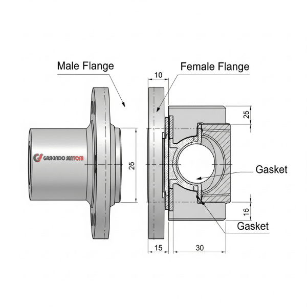 male flange vs. female flange
