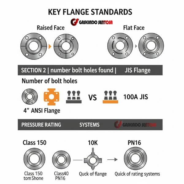 Infografis sederhana yang membandingkan berbagai aspek flensa / flange
