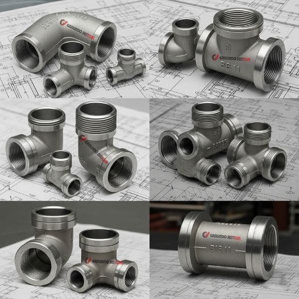 Jenis fiting ASME B16.11 (Elbow, Tee, Coupling)